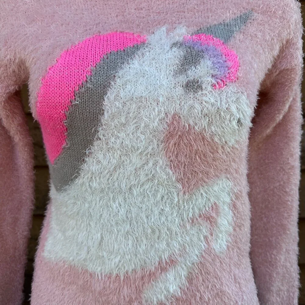 Epic Threads Pink Fuzzy Knit Sweater With Unicorn Design - Picture 5 of 10